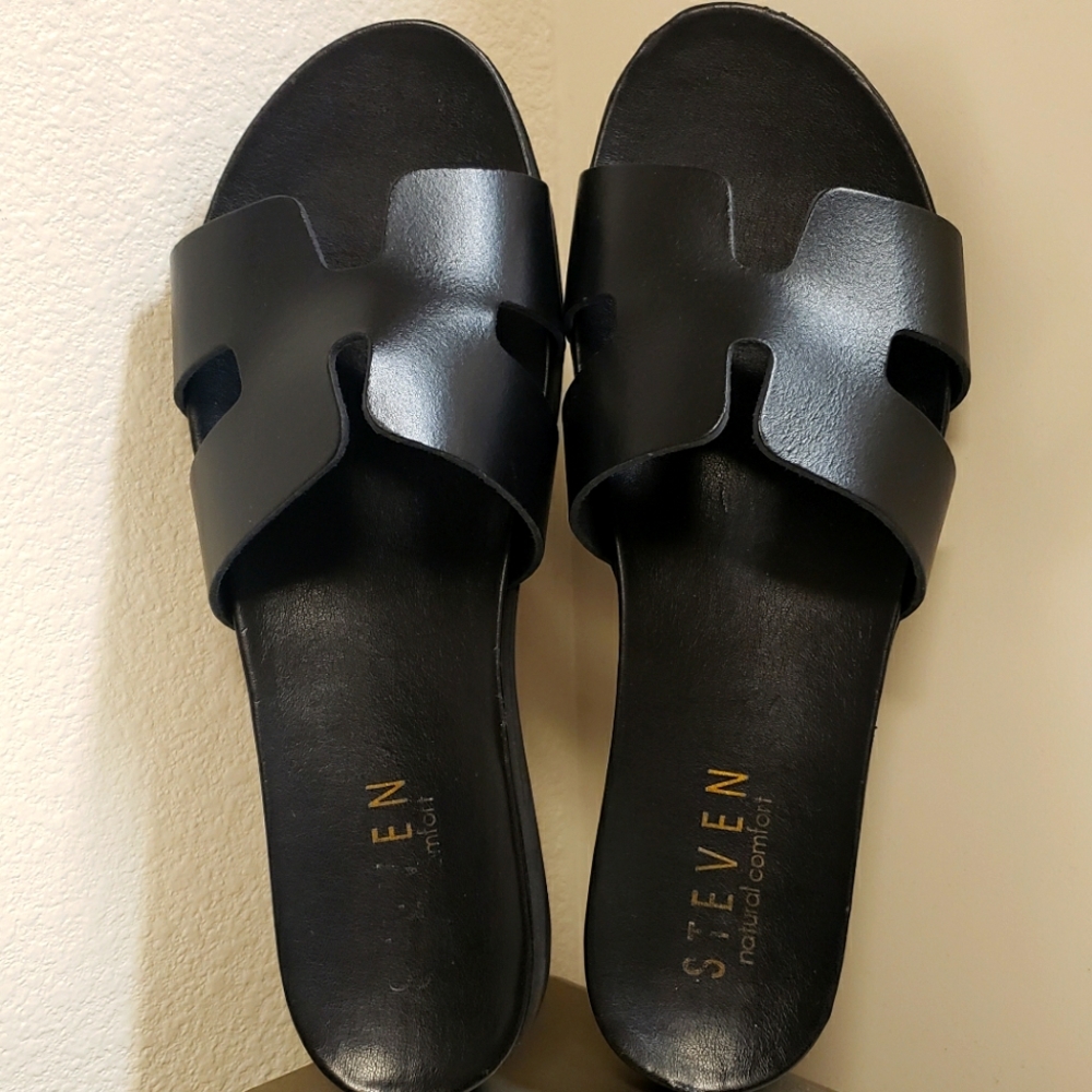 STEVEN by Steve Madden Natural Comfort Dana Leather Slide Sandal
